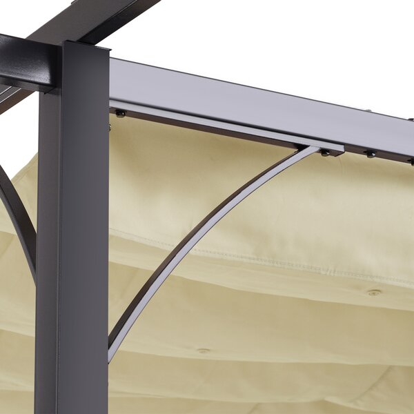 Outsunny 3 x 3m Retractable Roof Gazebo, Garden Gazebo with Sides for Outdoor Garden Sun Shade Shelter, Beige Aosom UK