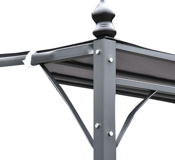 Outsunny 4 x 3 Meters Canopy Metal Wall Gazebo Awning Garden Marquee Shelter Door Porch - Grey