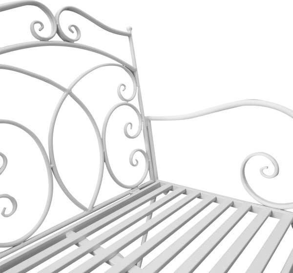 Outsunny Patio 2 Seater Rocking Bench Steel Garden Outdoor Garden Loveseat Chair w/ Decorative Backrest White Aosom UK