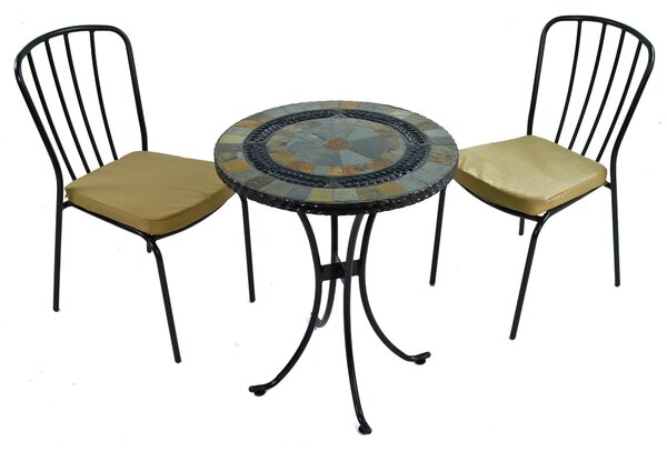 Virginia 60cm Bistro Table Set with 2 Milton Chairs