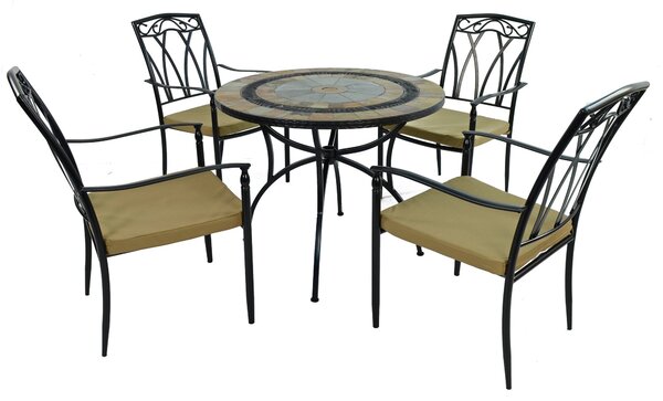 Virginia 91cm Patio Table Set with 4 Austin Chairs