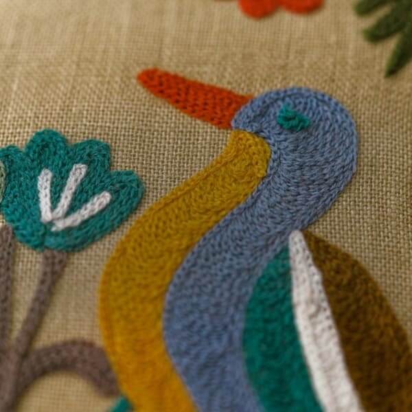 Birdsong Multi, Sustainable Feather, Cushion - Andrew Martin Linen Blend Embroidered & Floral