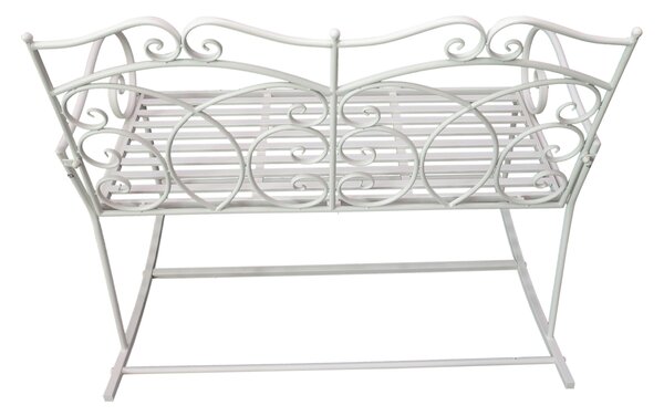 Outsunny Patio 2 Seater Rocking Bench Steel Garden Outdoor Garden Loveseat Chair w/ Decorative Backrest White Aosom UK