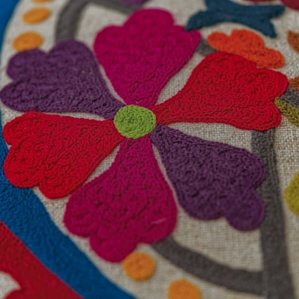 Glasshouse Multi, Sustainable Feather, Cushion - Andrew Martin Cotton Blend & Linen Blend Embroidered & Floral
