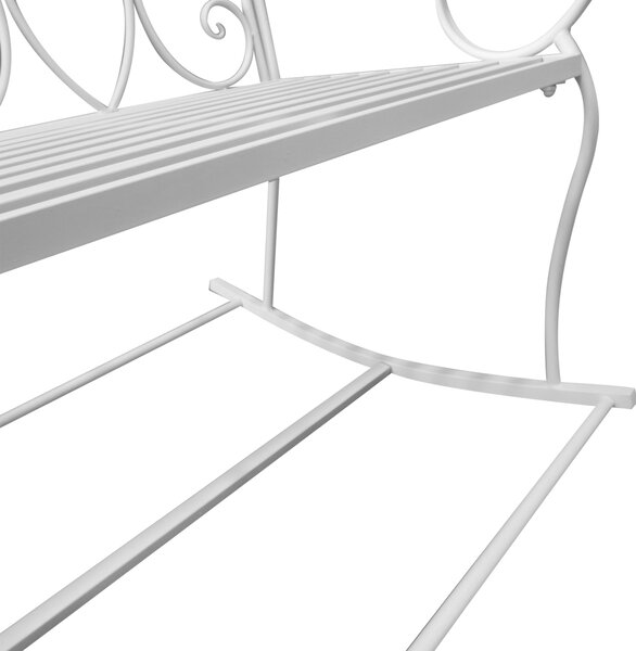 Outsunny Patio 2 Seater Rocking Bench Steel Garden Outdoor Garden Loveseat Chair w/ Decorative Backrest White Aosom UK