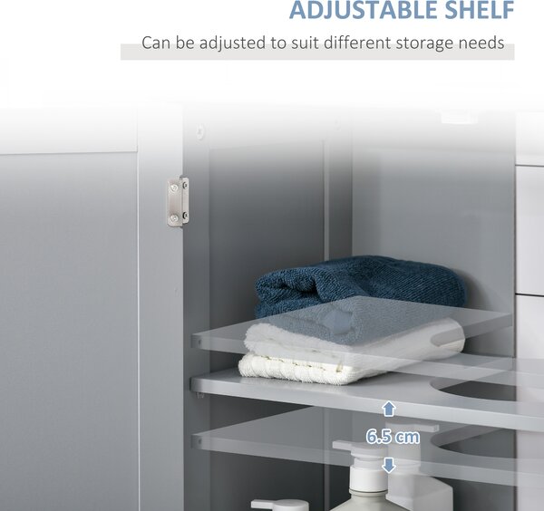 Kleankin Compact Under-Sink Cabinet, 60x60cm, with Adjustable Shelf, Handles, Drainage, Space-Saving Bathroom Organizer, Grey Aosom UK
