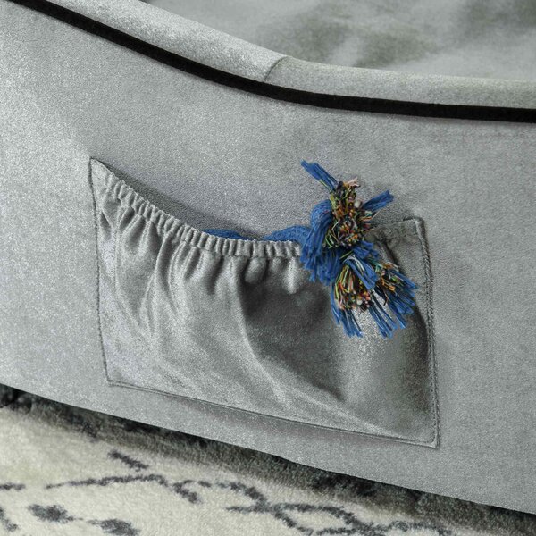 PawHut Pet Sofa with Storage Pocket, Modern Dog Bed & Cat Lounger, Removable Cushion, 69x49x38cm, Silver Grey Aosom UK