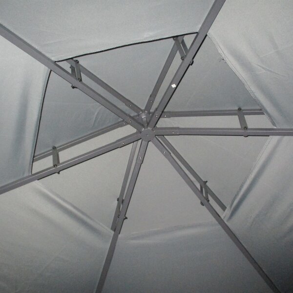 Outsunny Hexagonal Garden Gazebo Party Tent, Double-Tier Roof Patio Canopy Shelter with Netting Side Panels, Weatherproof, Grey Aosom UK