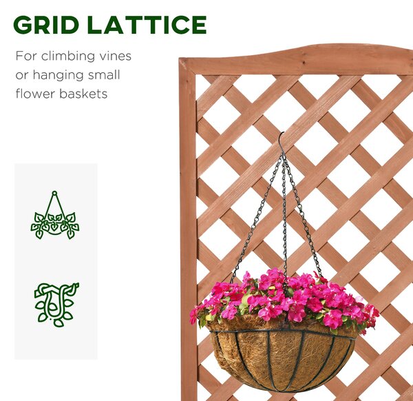 Outsunny Garden Wooden Planter Box with Trellis Free Standing Flower Raised Bed with Lattice for Climbing Plants, 76x36x170cm, Brown Aosom UK