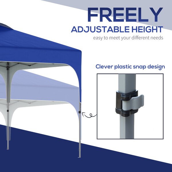 Outsunny Pop Up Gazebo with Adjustable Height, Foldable Canopy Tent, Carry Bag, Wheels, Leg Weight Bags, Blue, 3x3m Aosom UK