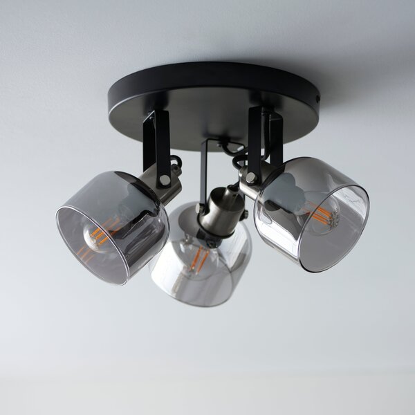 Palazzo Smoked Glass 3 Light Semi Flush Spotlight