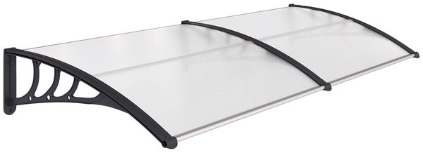 Outsunny 75 x 195 cm Curved Door Window Awning Canopy, Polycarbonate Cover Front Door Outdoor Patio, UV Rain Snow Protection Shelter, Clear