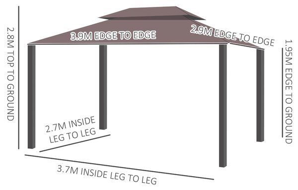 Outsunny 3 x 4m Gazebos for Parties, Garden Party Tent with Nets and Sidewalls for Garden Tent Shelter, Coffee Aosom UK