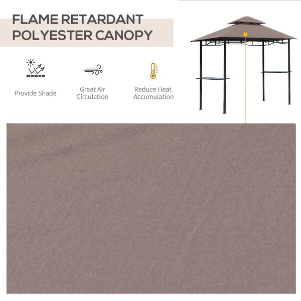 Outsunny 8 ft Double-Tier BBQ Gazebo Grill Canopy Barbecue Tent Shelter Patio Deck Cover - Coffee Aosom UK