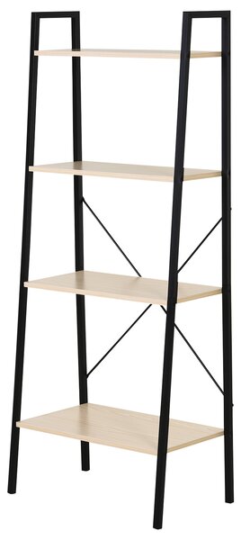 HOMCOM 4-Tier Vintage Ladder Shelf Bookcase Wood Storage Rack Stand Plants Display Black natural Aosom UK