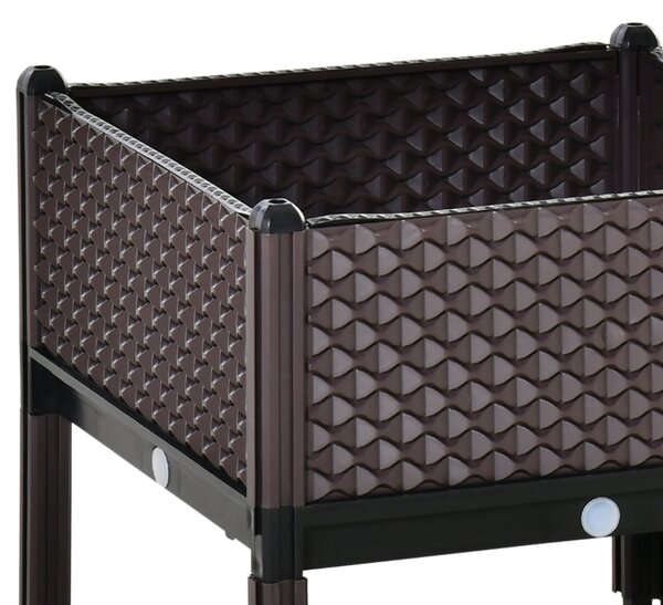 Outsunny 50cm x 50cm x 46.5cm Set of 2 Plastic Raised Garden Bed, Planter Box, Flower Vegetables Planting Container with Self-Watering Aosom UK