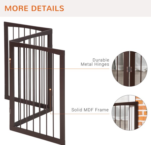 PawHut Folding 3 Panel Pet Gate Wooden Foldable Dog Fence Indoor Free Standing Safety Gate Portable Separation Pet Barrier Guard Aosom UK