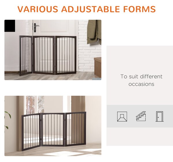 PawHut Folding 3 Panel Pet Gate Wooden Foldable Dog Fence Indoor Free Standing Safety Gate Portable Separation Pet Barrier Guard Aosom UK