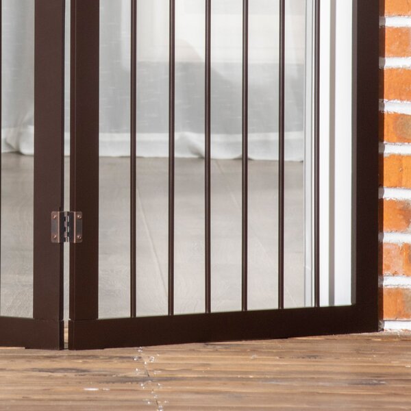 PawHut Folding 3 Panel Pet Gate Wooden Foldable Dog Fence Indoor Free Standing Safety Gate Portable Separation Pet Barrier Guard Aosom UK