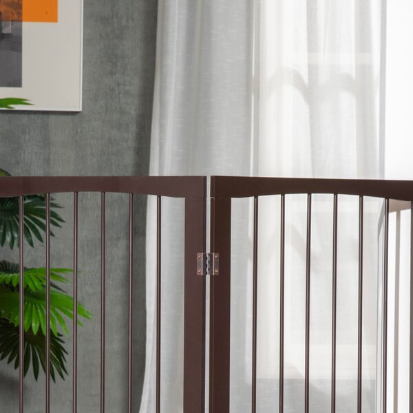 PawHut Folding 3 Panel Pet Gate Wooden Foldable Dog Fence Indoor Free Standing Safety Gate Portable Separation Pet Barrier Guard Aosom UK