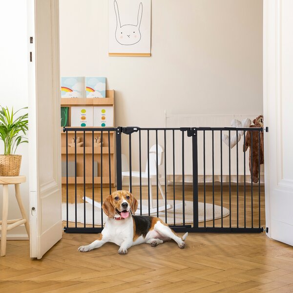 PawHut Retractable Pet Safety Gate Dog Barrier Home Doorway Corridors Room Divider Stair w/ 3 Extensions, Adjustable Screws 76.2 x 152.3 cm Aosom UK