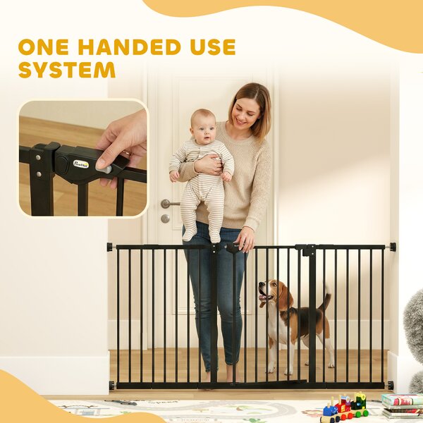 PawHut Retractable Pet Safety Gate Dog Barrier Home Doorway Corridors Room Divider Stair w/ 3 Extensions, Adjustable Screws 76.2 x 152.3 cm Aosom UK