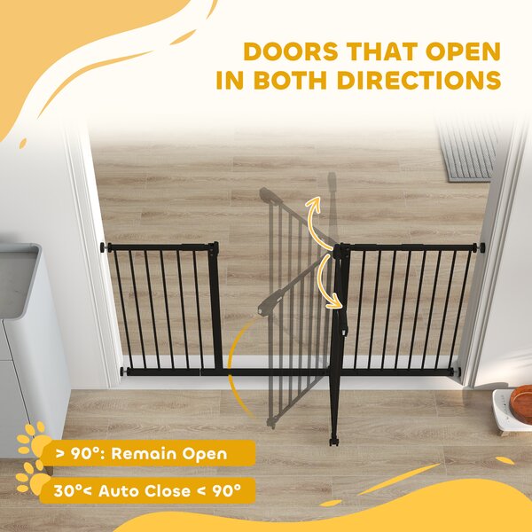 PawHut Retractable Pet Safety Gate Dog Barrier Home Doorway Corridors Room Divider Stair w/ 3 Extensions, Adjustable Screws 76.2 x 152.3 cm Aosom UK
