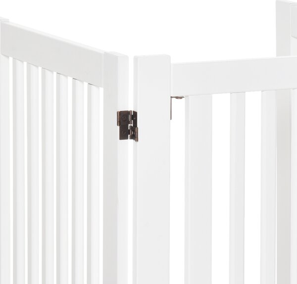 PawHutPet Gates MDF Freestanding Expandable Dog Gate Wood Doorway Pet Barrier Fence w/ Latched Door White Aosom UK