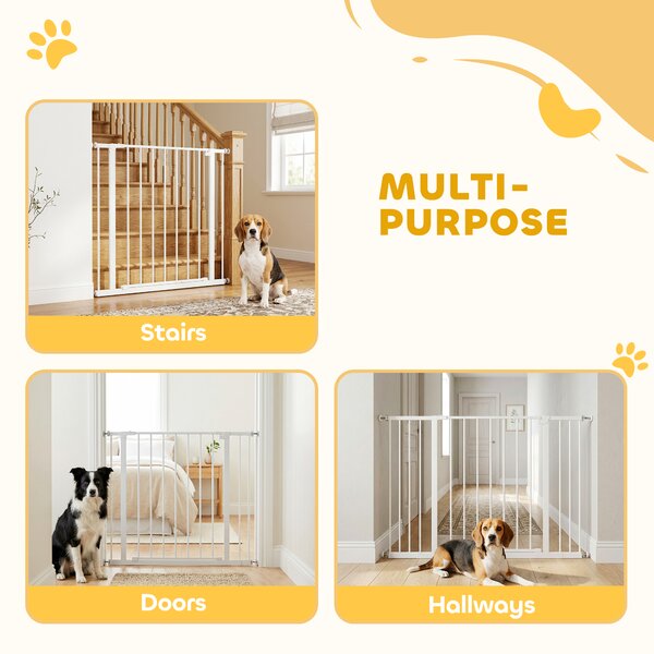 PawHut Pressure Fitted Pet Dog Safety Gate Metal Fence Extending 72-107cm Wide Aosom UK