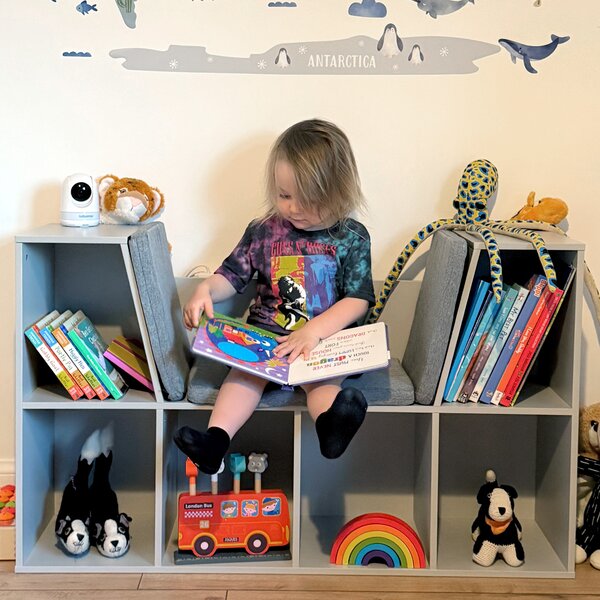 HOMCOM Kids Storage Cabinet, Organiser Display Shelf w/ Six Compartments for Toys, Clothes, Books - Grey