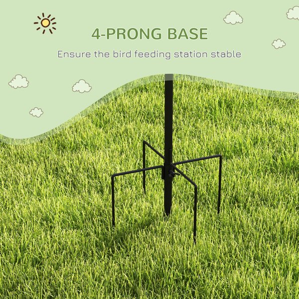 Pawhut Bird Feeding Station Kit, Wild Bird Feeder Pole with 6 Hooks, 4 Hanging Feeders for Peanuts, Seed, Fat Balls, for Garden, Outdoor, Black