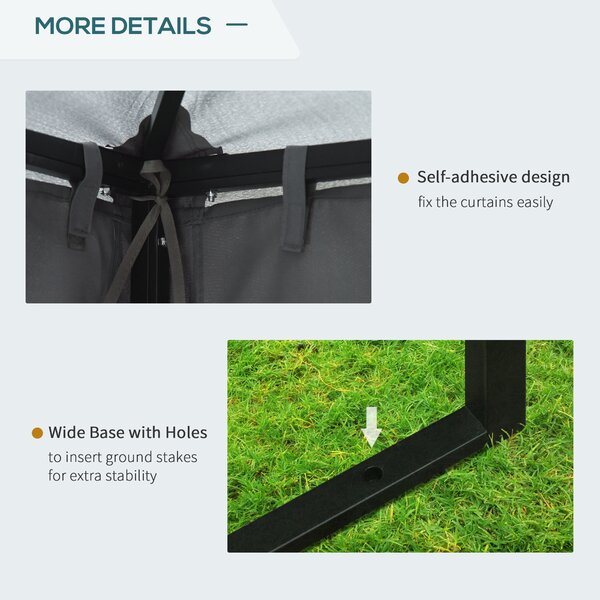 Outsunny Waterproof 3 x 3 m Garden Metal Gazebo Marquee Patio Wedding Party Tent Canopy Shelter with Pavilion Sidewalls (Dark Grey) Aosom UK