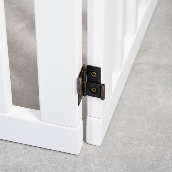 PawHut Foldable Wooden Pet Barrier: 4-Panel Safeguard for Doorways & Stairs, White Aosom UK