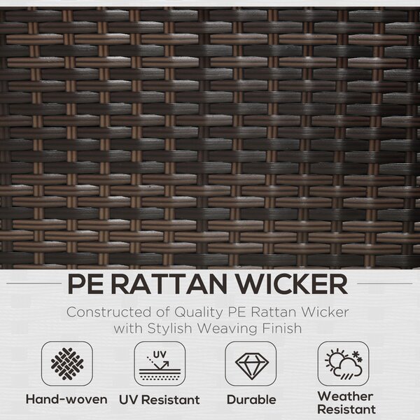 Outsunny 4-Seater Rattan Garden Furniture Storage Sofa Set Wicker Coffee Table Conservatory Sun Lounger Outdoor Weave w/ Cushion, Brown Aosom UK