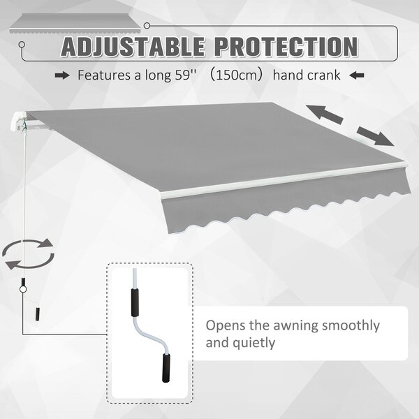 Outsunny Waterproof Window Awning Canopy Garden Outdoor Shelter Patio Sun Shade UV Blocker Aluminium Frame w/ Hand Crank 3 x 2m Aosom UK