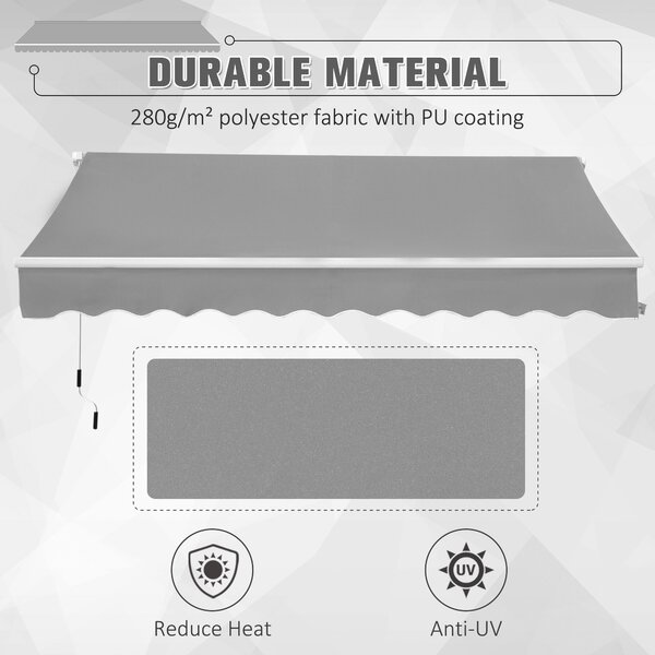 Outsunny Waterproof Window Awning Canopy Garden Outdoor Shelter Patio Sun Shade UV Blocker Aluminium Frame w/ Hand Crank 3 x 2m Aosom UK