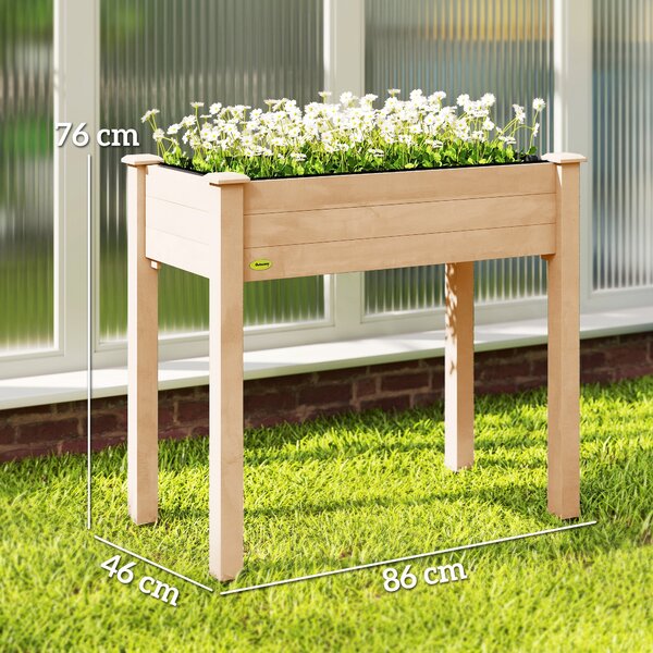Outsunny Garden Wooden Planters, Rectangular Raised Bed, Fir Wood, Planter Vegetable Herb Holder Display, Oak Tone, 86Lx46Wx76Hcm Aosom UK