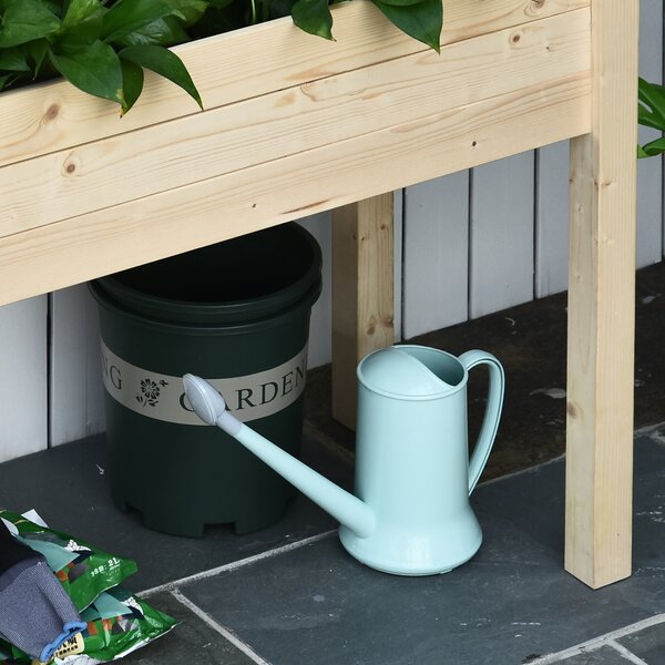 Outsunny Garden Wooden Planters, Rectangular Raised Bed, Fir Wood, Planter Vegetable Herb Holder Display, Oak Tone, 86Lx46Wx76Hcm Aosom UK