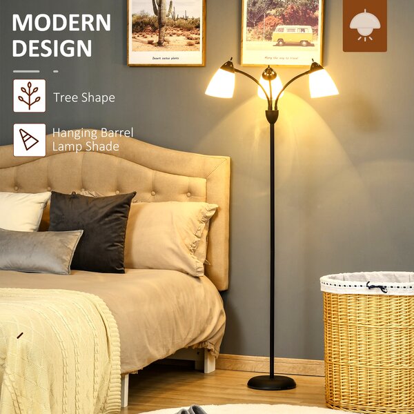 HOMCOM Arc Illuminator: Adjustable Industrial Standing Lamp for Bedroom & Lounge Aosom UK