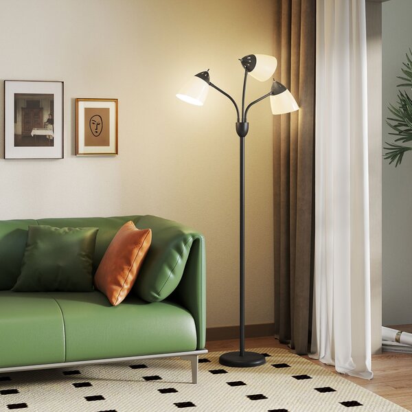 HOMCOM Arc Illuminator: Adjustable Industrial Standing Lamp for Bedroom & Lounge Aosom UK