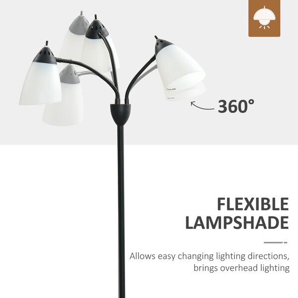 HOMCOM Arc Illuminator: Adjustable Industrial Standing Lamp for Bedroom & Lounge Aosom UK