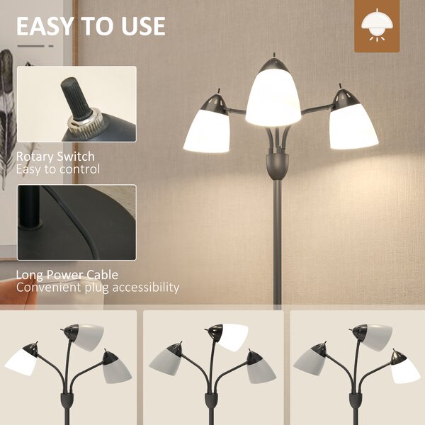HOMCOM Arc Illuminator: Adjustable Industrial Standing Lamp for Bedroom & Lounge Aosom UK