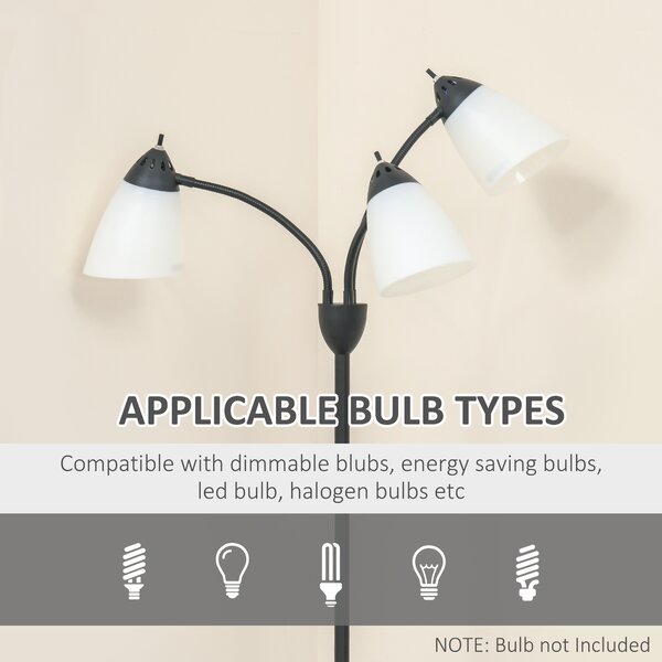 HOMCOM Arc Illuminator: Adjustable Industrial Standing Lamp for Bedroom & Lounge Aosom UK
