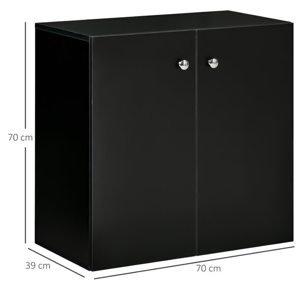 HOMCOM Wooden Storage Cabinet, Two Shelves Sideboard, Freestanding Kitchen Cupboard, Bookcase for Living Space, Black Aosom UK