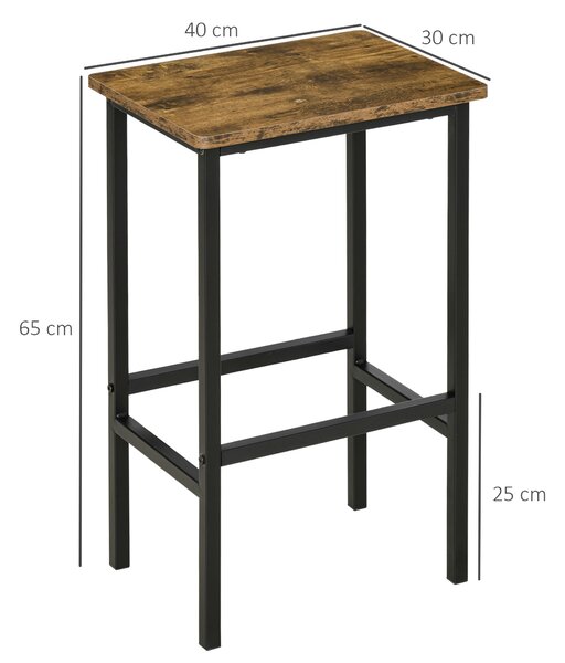 HOMCOM Industrial Bar Chair: Set of 2 Rustic Bar Stools with Footrest, for Dining Area, Home Pub, Counter Bar Stool, Brown Aosom UK