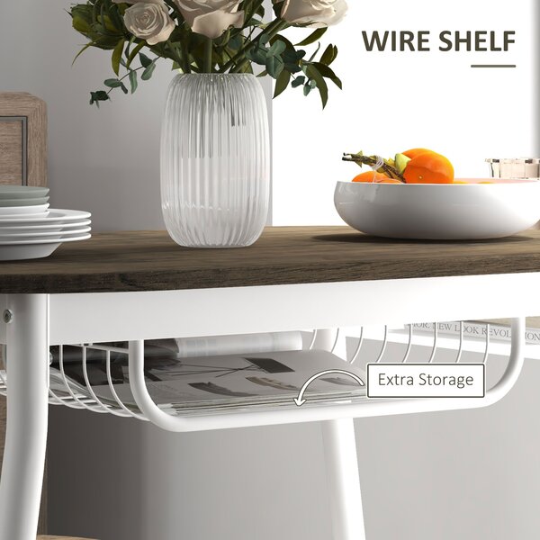 HOMCOM 3-Piece Dining Table and Chairs Set, Oval Kitchen Table with 2 Chairs, with Wire Storage Shelf and Steel Frame, Natural Aosom UK