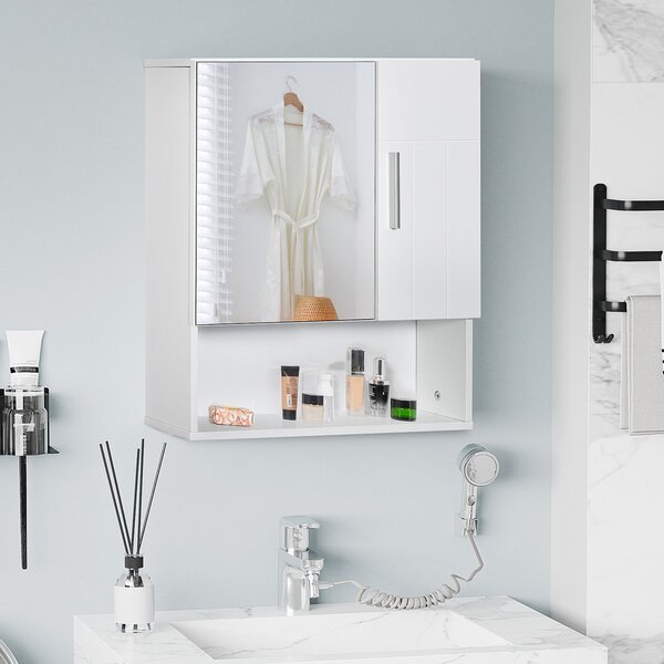 Kleankin Wall-Mounted Bathroom Sanctuary: Double-Door Cabinet with Adjustable Shelving, Crisp White Finish Aosom UK
