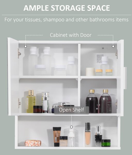 Kleankin Wall-Mounted Bathroom Sanctuary: Double-Door Cabinet with Adjustable Shelving, Crisp White Finish Aosom UK