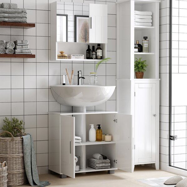 Kleankin Wall-Mounted Bathroom Sanctuary: Double-Door Cabinet with Adjustable Shelving, Crisp White Finish Aosom UK
