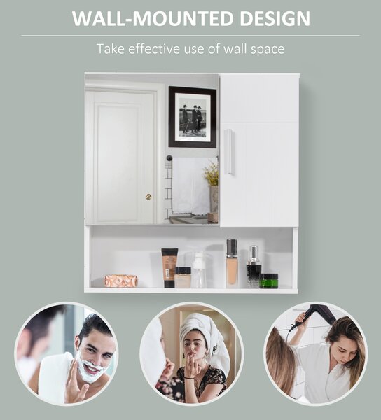 Kleankin Wall-Mounted Bathroom Sanctuary: Double-Door Cabinet with Adjustable Shelving, Crisp White Finish Aosom UK